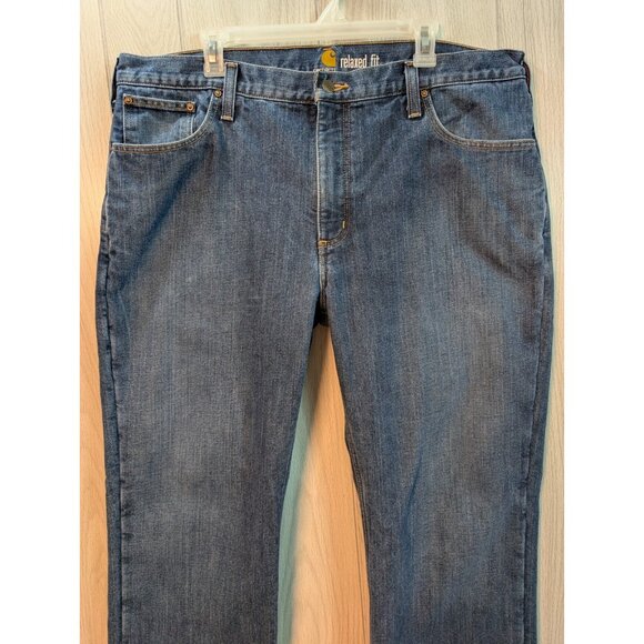 Carhartt Men's 40x32 Relaxed Fit Fleece Lined Denim Blue Jeans Medium Wash - Picture 2 of 10